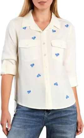 BILLY T Moonlit Meadow Button-Up Shirt in White Lily at Nordstrom, Size X-Small