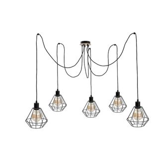 Netlighting Atwood Cluster Pendant Ceiling Light Black Wood 5x E27