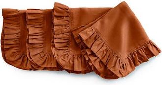 Solino Home Linen Dinner Napkins Set of 4, 20 x 20 Inch for Dining Table, Holiday and Everyday Table Decor - Gabrielle Ruffle in Cinnamon at