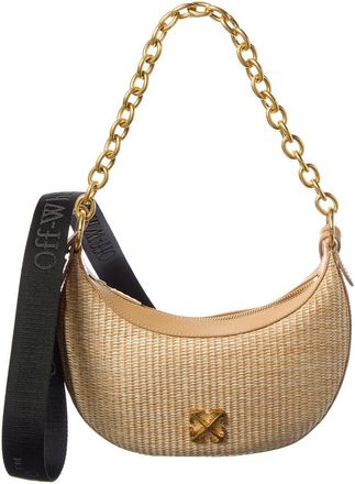 Off-white Hemisphere Straw & Leather Shoulder Bag