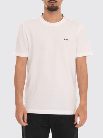 HUGO BOSS T-shirt girocollo in cotone con logo a contrasto sul petto