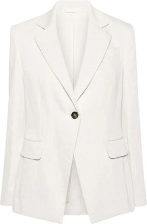 Brunello Cucinelli Witte jas voor een stijlvolle uitstraling - Dames - Blazers - Beige - M - Jassen