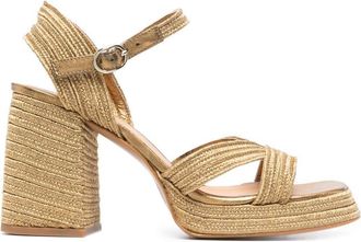 Castaner interwoven metallic slingback sandals - women - Polyester/Leather/Sheepskin/Metallized Polyester/Sheepskin - 36 - Gold