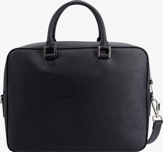 Kiton Mens Leather Work Bag Black Laptop & Briefcases