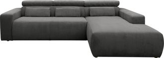Domo Collection Ecksofa »Brandon B/T: 289/177 cm, belastbar bis 140kg/ Sitz, L-Form« ohne Sitztiefenverstellung, Cord, grau