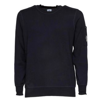 C.P. Company Sweatshirts, male, Blue, Size: XL Ribbed Crewneck Sweater
