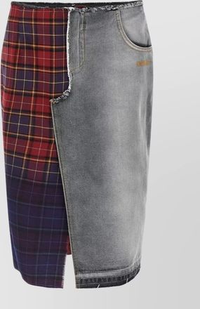 Off-white patchwork design skirt featuring pockets