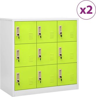 vidaXL Vidaxl - Armarios Taquilla 2 Uds De Acero Gris Y Verde 90x45x92,5 Cm