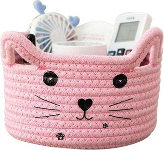 OEM Cesta De Almacenamiento, Cuerda De Algod&oacute;n Trenzada, Cesta Peque&ntilde;a Trenzada, Cesta Para Juguetes De Beb&eacute;, Almacenamiento (rosa)