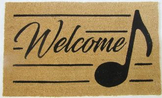 Imports Decor Music Note Welcome Coir Door Mat, Musical Theme Coconut Fiber Doormat with Non-Slip PVC Backing, Indoor Outdoor Entrance Rug