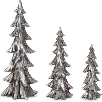Melrose International Holiday Pine Tree (Set of 3) - Gray, Black