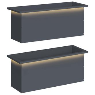 vidaXL Jardinera Para Jard&iacute;n Con Luces Led 2 Uds. Antracita Vidaxl
