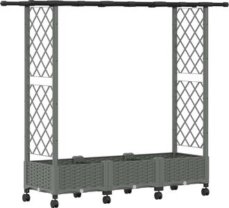 vidaXL Cama Elevada Con Trellis Y Techo Gris Claro 164 X 40 X 127 Cm Vidaxl