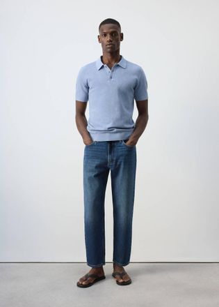 Mango Polo misto cotone maglia sottile blu - Uomo - XXL - MANGO MAN