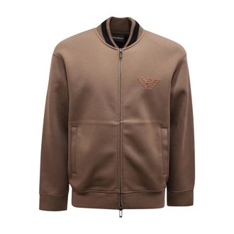 Armani Zip-throughs, male, Brown, Size: S Modal Zip Sweatshirt