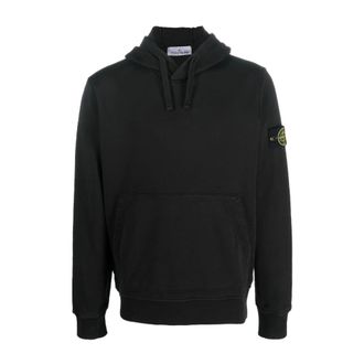 Stone Island Hoodies, male, Black, Size: 2XL Cotton Fleece