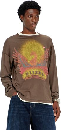 Diesel Long sleeve T-shirt with Phoenix graphic - T-Shirts - Man - Brown