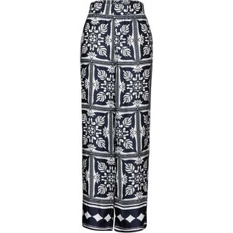 Street One Satijnen broek met print - Dames - Broeken - Veelkleurig - Maat: XS L30 Satijn