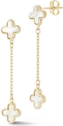 Ember Fine Jewelry 14K Mother-of-Pearl Clover Drop Earrings in Gold at Nordstrom Rack