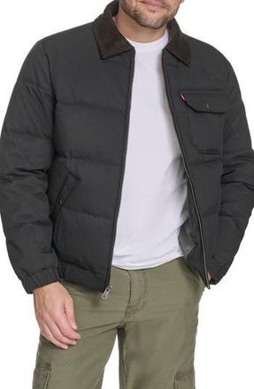 Levi's Corduroy Collar Midweight Quilted Jacket in Black at Nordstrom Rack, Size Small