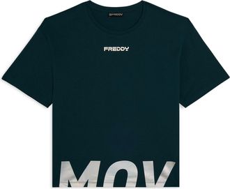 Freddy T-shirt cropped con spacchi laterali e stampa tagliata