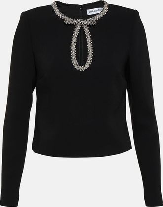 Self Portrait Embellished crepe top