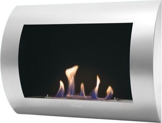 Purline Purline - Chimenea De Etanol Mural Con Panel Frontal Curvado Plata