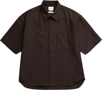 Norse Projects camicie Cotone - Heren - Korte mouwen Overhemden - Bruin - M - Katoen - Overhemden