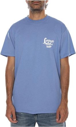 Carhartt Work in Progress Waves T-Shirt - Heren - T-shirts - Blauw - S - Katoen - Tops