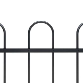 Berkfield Home Elegant Garden Fence with Hoop Top Steel 5.1x0.8 m Black