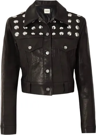 Khaite Black Rizzo Studded Leather Jacket Size XS