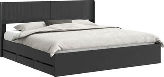 vidaXL Estructura De Cama Con Almacenamiento Y Cabecero Negro Vidaxl