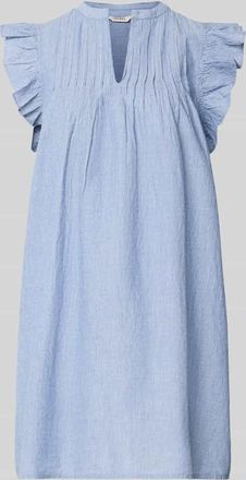 Mbym mbyM Knielanges Kleid mit R&uuml;schen&auml;rmeln Modell Gemala in Blau, Gr&ouml;&szlig;e M