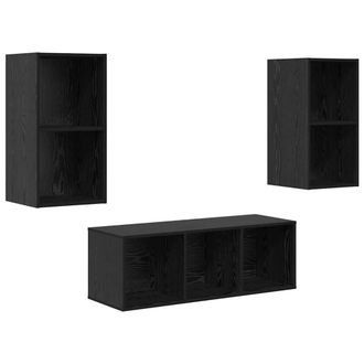 Berkfield Home TV Cabinet Set 3 pcs Black oak 37 x 37 x 107 cm Engineered wood