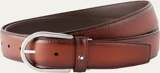 Montblanc Mens Leather Horseshoe-Buckle Business Belt