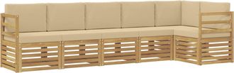 vidaXL Conjunto De Sof&aacute;s De Exterior 6 Uds. Y Beige Poli&eacute;ster Vidaxl
