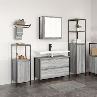 Berkfield Home 3 Piece Bathroom Furniture Set Grey Sonoma Engineered Wood
