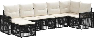 vidaXL Conjunto De Sof&aacute;s De Jard&iacute;n 7 Uds. Negro Y Blanco Crema Vidaxl