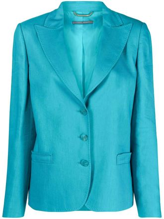 Alberta Ferretti single-breasted tailored blazer - women - Linen/Flax/Cupro/Spandex/Elastane/Viscose - 44 - Blue
