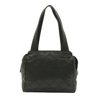 Chanel Black Leather Handbag Tote Bag (Pre-Owned)