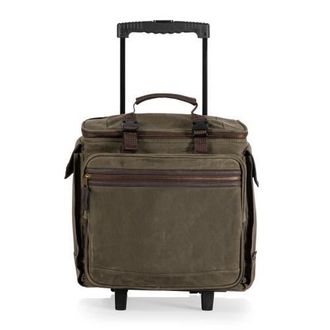 Legacy Somm 12 Bottle Insulated Wine Bag with Rolling Cart in Khaki Green With Brown Accents at Nordstrom