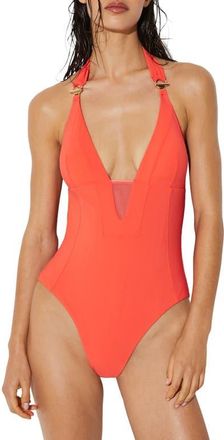 Reiss Delta One-Piece Swimsuit in Coral Orange at Nordstrom, Size 10
