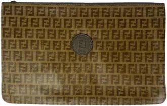 Fendi Pre-owned Leather Clutch - Dames - Vintage Clutch - Bruin - ONE Size - Leer - Vintage