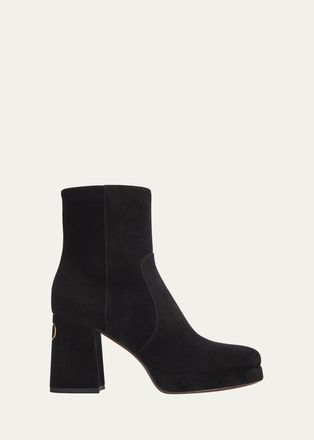 Valentino Garavani 90mm Fawcette Suede Platform Ankle Boots