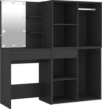 vidaXL Tocador Con Led Y Armarios Madera Contrachapada Negro Vidaxl