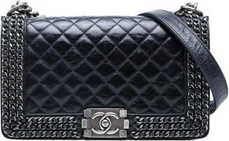 Chanel Pre-owned Boy Flap Bag - unisex - Vintage Schoudertas - Blauw - ONE Size - Leer - Vintage