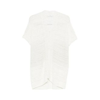 PANICALE Cardigans, female, Beige, Size: M Short Sleeve Open Knit Cardigan