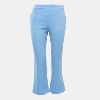 Roberto Cavalli Blue Crepe Flared Trousers