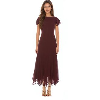 Alexia Admor Kaelith Ruffle Sleeve Midi Dress in Burgundy at Nordstrom, Size 13