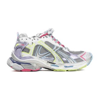 Balenciaga Sneakers, female, Multicolor, Size: 10 US Grey Sneakers with Lilac and Yellow Accents
